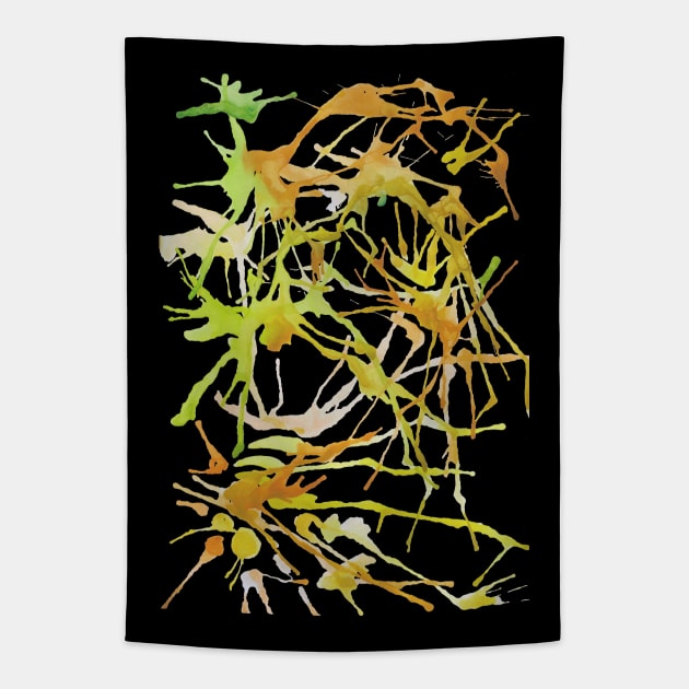 Lime Splash Doodle Tapestry by Red Wolf