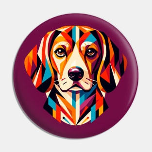 Colorful Geometric Beagle: Abstract Dog Art Pin