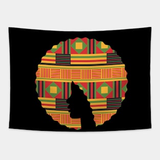 Afro Hair Woman with African Pattern, Black History Tapestry