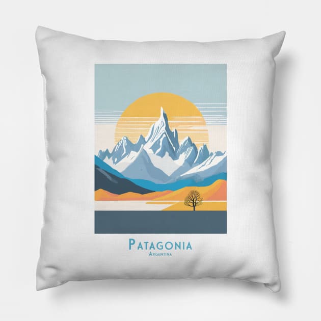 Vintage Minimal Serene Patagonia Sunrise Pillow by POD24