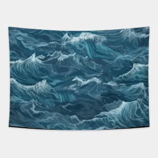 Blue Wave Pattern Tapestry