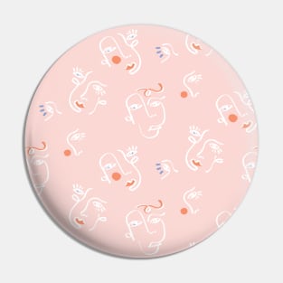 Blush Abstract Faces Pin