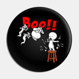 Funny Cute Boo Ghost Singing Booed Karaoke Night Cartoon Pin