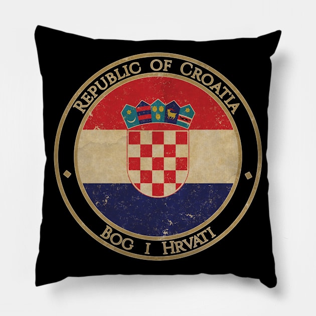 Vintage Republic of Croatia Europe European EU Flag Pillow by DragonXX