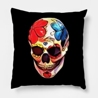 Comic halftone Day of the Dead Skull Mask Pillow