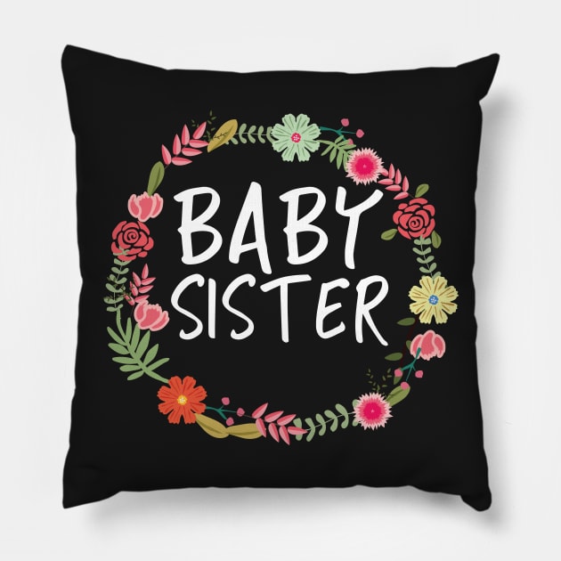 Baby Sister Floral matching family pregnancy pregnant reveal sis announce announcement expecting preggers surprise Pillow by Kyandii