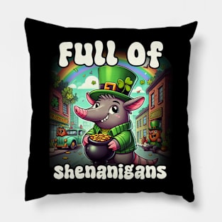 Full Of Shenanigans Leprechaun Aardvark St. Patrick's Day Pillow