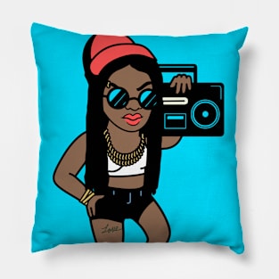 Cool Old School Fly Girl with Boombox Pillow