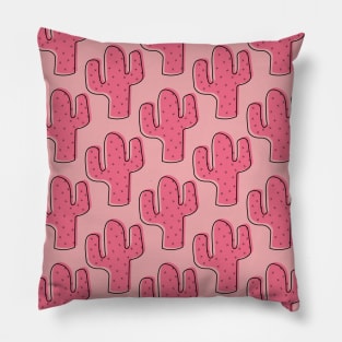 Pink Cactus Pattern Pillow