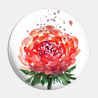 Red Rose with Splashes Pin