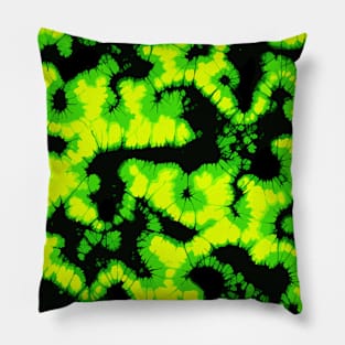 Neon Green and Black Tie Dye Pattern Pillow