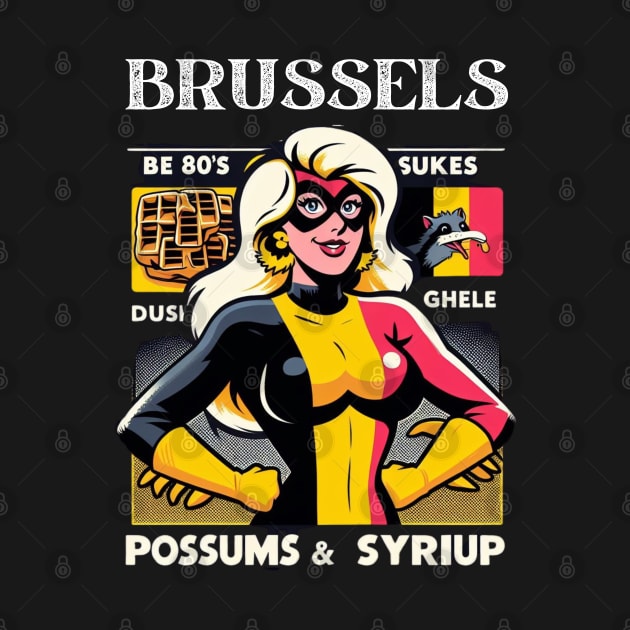 Brussels Female Comic Book Superhero Possums Waffles Syrup Belgium by Woodpile