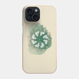 White Poppy Mandala on Emerald Phone Case