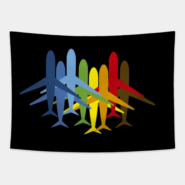 Multiple Plane Silhouette Rainbow Tapestry by VFR Zone