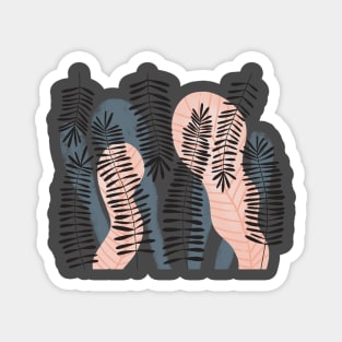 botanical print in pink black and grey Magnet