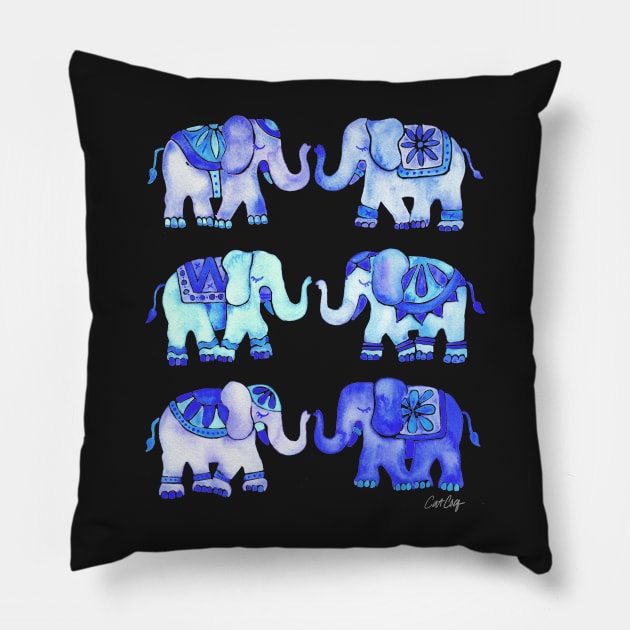 blue elephants Pillow by CatCoq