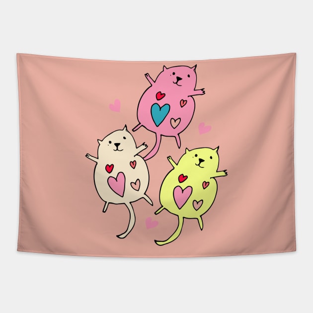 Cute Cat Valentines Tapestry by bruxamagica