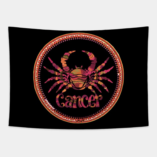 "Lunar Whispers: Cancer Serenade"- Zodiac Horoscope Star Signs Tapestry by stickercuffs