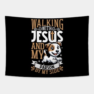 Jesus and dog - Parson Russell Terrier Tapestry