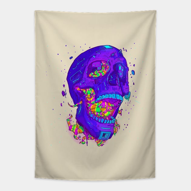 Tokebi's Skull Virus Scifi Tapestry by TOKEBI