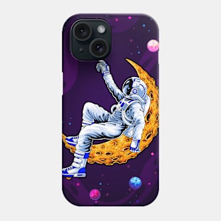 Astronaut and Moon dreaming about Mars Phone Case