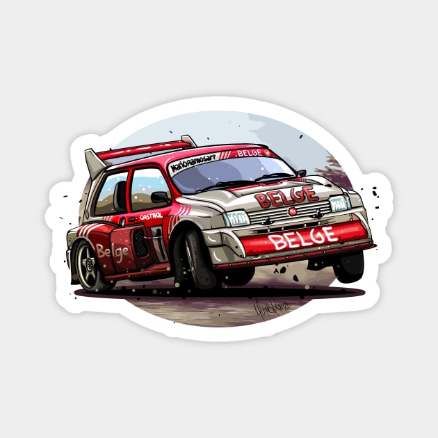 MG Metro Belge Group B - Illustration Magnet by Mario Ramos Rally Art