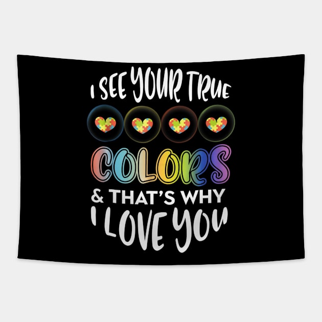 I See Your True Colors Hands Autism Awareness Tapestry by Danielsmfbb