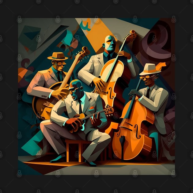 Abstract Art - men playing JAZZ by Buff Geeks Art