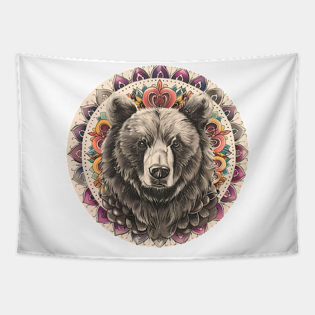 Mandala - Bear Tapestry by aleibanez