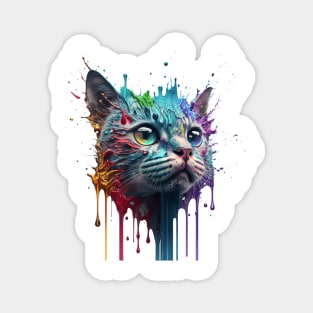 Cat Splash Art: Playful Fantasy Portrait #4 Magnet