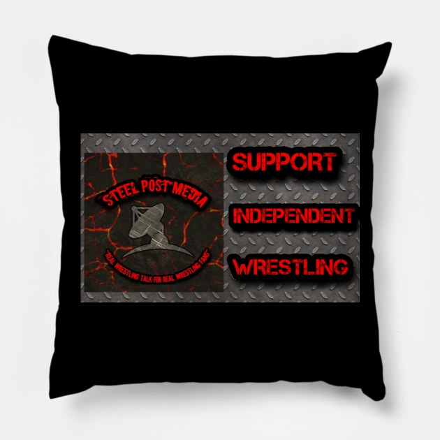 Classic Logo Support Independent Wrestling Pillow by SteelPostMedia