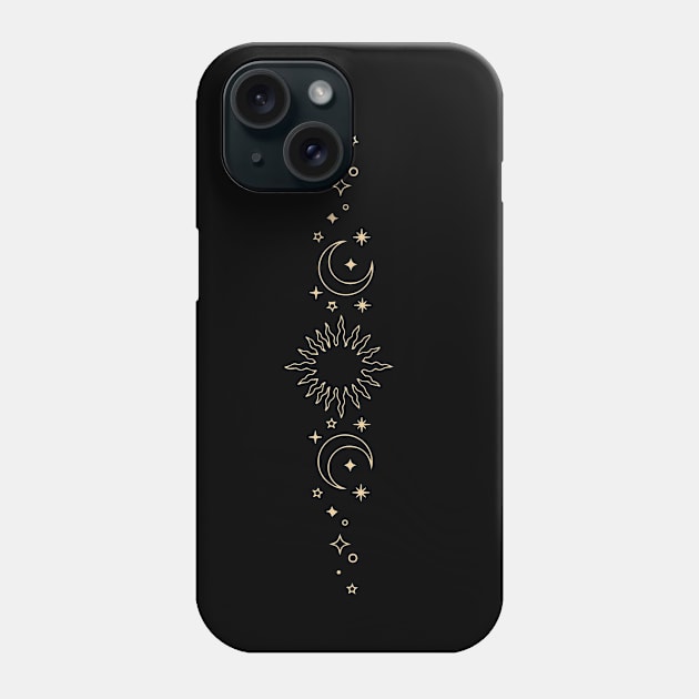 bohemian astrological design with sun, stars and sunburst. Boho linear icons or symbols in trendy minimalist style. Modern art Phone Case by zaiynabhw