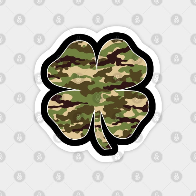 Vintage Camouflage Irish Shamrock Lucky Four-leaf Clover St Patrick's Day Magnet by wonderws