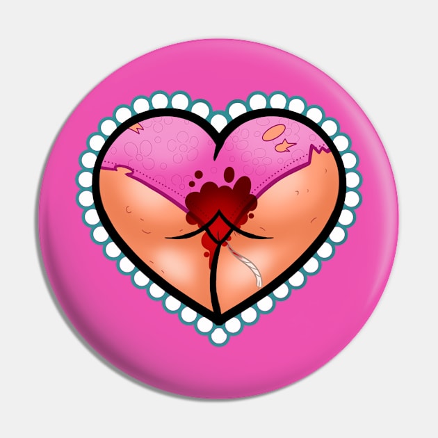 Bloody Valentine (Pink) Pin by InkyMcStapleface