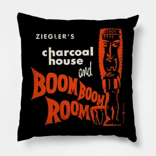 Vintage Charcoal House and Boom Boom Room Tiki Bar Pillow