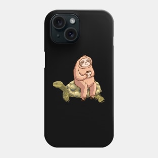 Speed is Relative Funny Sloth with coffee on a Turtle, funny shirt Phone Case