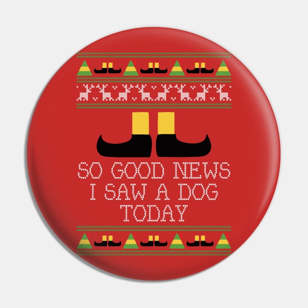 Good News Elf Quote Christmas Knit Pin by Rebus28