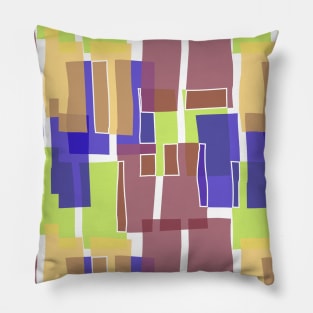 Colorful Brown Mid Century Modern 60s Style Geometric Cut Outs Pattern Pillow