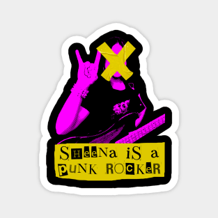 the punk rock girl play guitar pink and tape Magnet