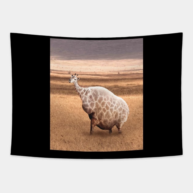 Cute Funny Fat Giraffe Tapestry by Random Galaxy