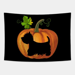 Westie in pumpkin Tapestry