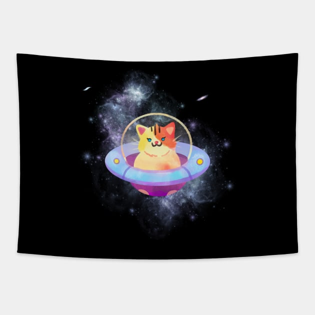 Cute Space Cat Tapestry by NICHE&NICHE