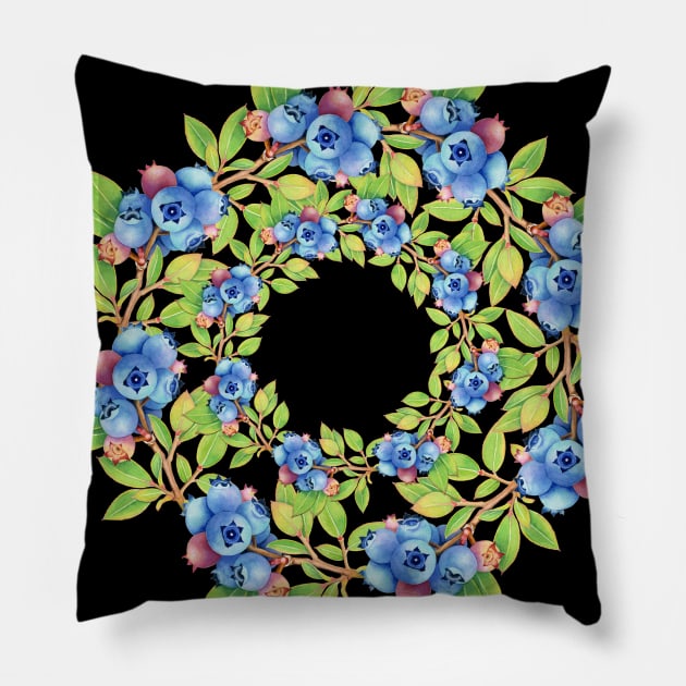 Swirling Maine Blueberries Pillow by PatriciaSheaArt