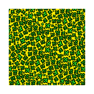 Green on Yellow Shamrock Shaped Leopard Print for Saint Patrick's Day T-Shirt