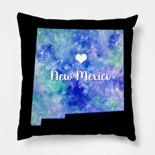 New Mexico state map USA heart watercolor blue watercolour Pillow