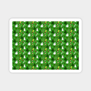 Holiday Doodles on Green Background Magnet