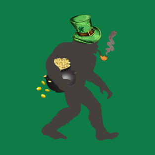 St. Patrick's Day Lucky Bigfoot Carrying Pot of Gold T-Shirt