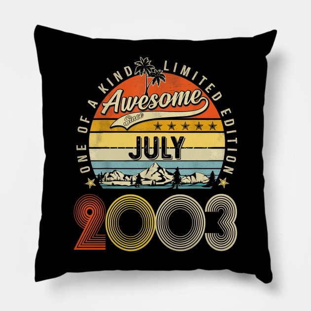 Awesome Since July 2003 Vintage 20th Birthday Pillow by Vintage White Rose Bouquets