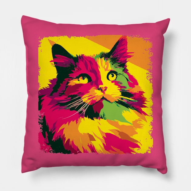 Norwegian Forest Cat Pop Art - Cat Lover Gift Pillow by PawPopArt