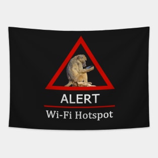 Baboon in Wi-Fi Hotspot Road Sign Tapestry